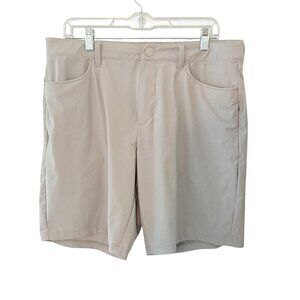 Rhone Mens Slim Fit Performance Shorts Beige Size 34 With Back & Front Pockets